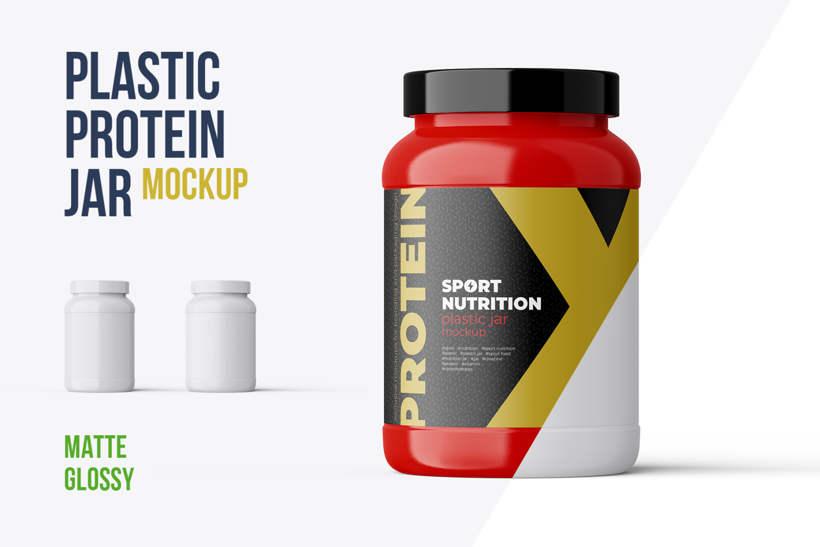 Sport Nutrition Plastic Jar Mockup - front view