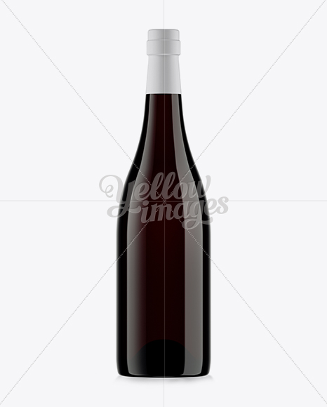 750ml Dark Amber Glass Burgundy Bottle Mockup