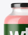 Clear Glass Bottle with Strawberry Smoothie Mockup