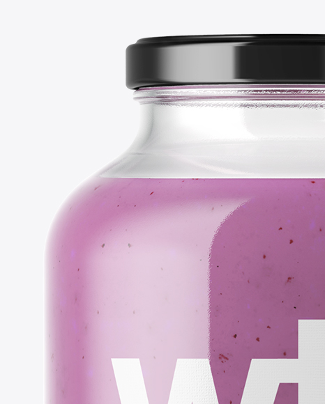 Clear Glass Bottle with Blueberry Smoothie Mockup