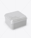 Glossy Square Lunch Box Mockup - Half Side View (High Angle Shot)