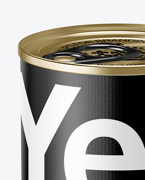 Tin Can With Pull Tab & Textured Label Mockup (High-Angle Shot)