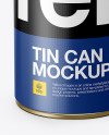 Tin Can With Pull Tab & Textured Label Mockup (High-Angle Shot)