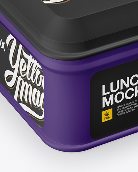 Matte Square Lunch Box Mockup - Half Side View (High Angle Shot)