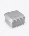 Metallic Square Lunch Box Mockup - Half Side View (High Angle Shot)