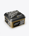 Metallic Square Lunch Box Mockup - Half Side View (High Angle Shot)