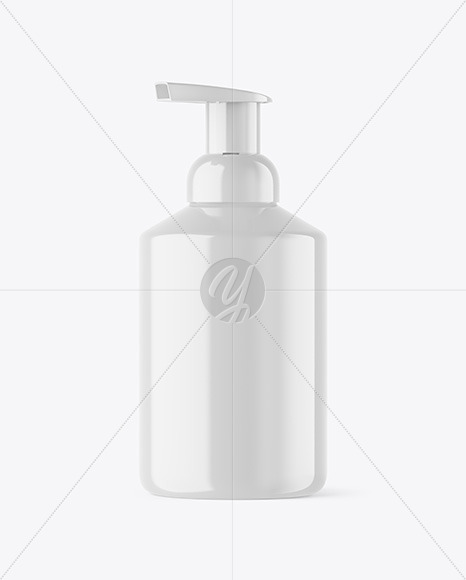 Glossy Cosmetic Bottle with Pump Mockup