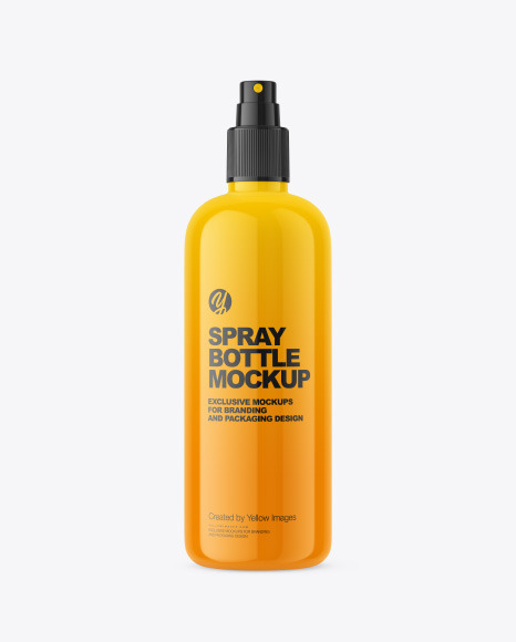 Glossy Plastic Spray Bottle Mockup