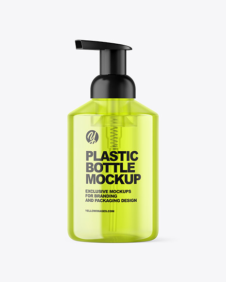 Color Plastic Cosmetic Bottle with Pump Mockup