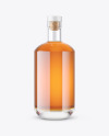 Clear Glass Whiskey Bottle with Wooden Cap Mockup