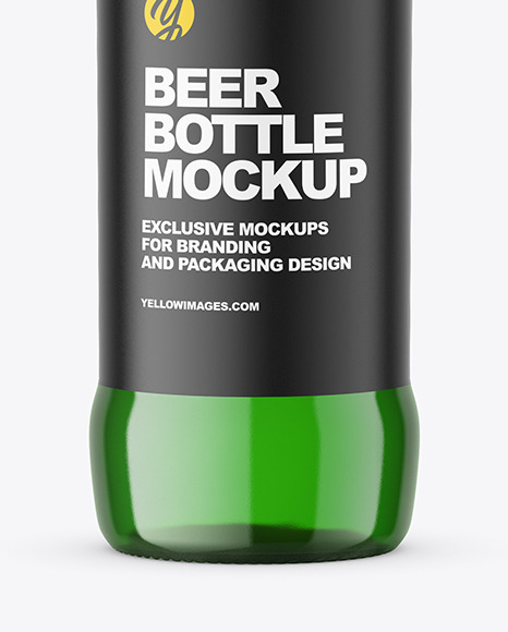 Green Glass Beer Bottle Mockup