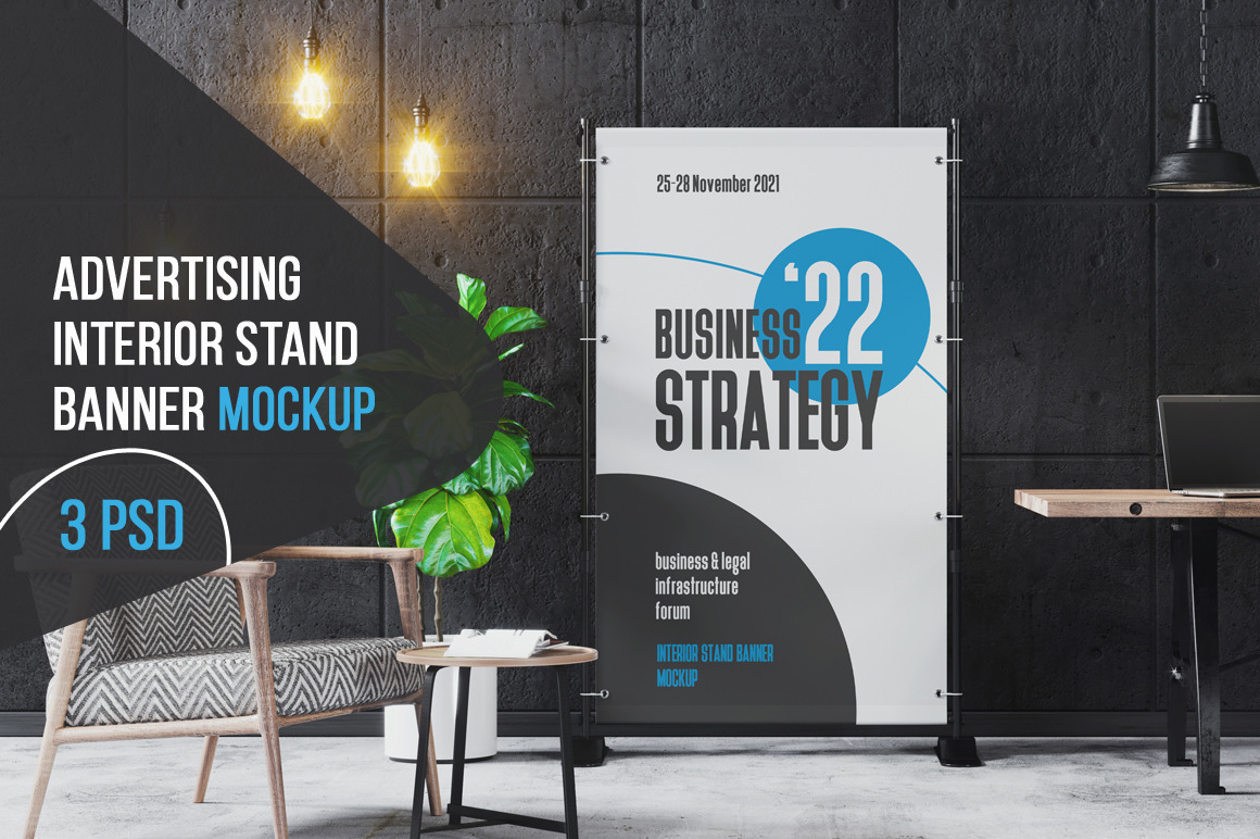 Advertising Interior Stand Banner Mockup Advertising Interior Stand Banner Mockup