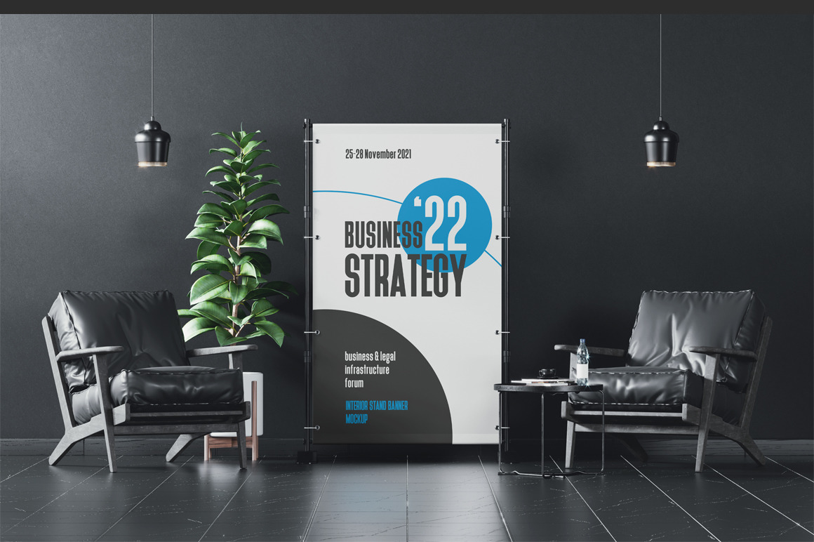 Advertising Interior Stand Banner Mockup Advertising Interior Stand Banner Mockup