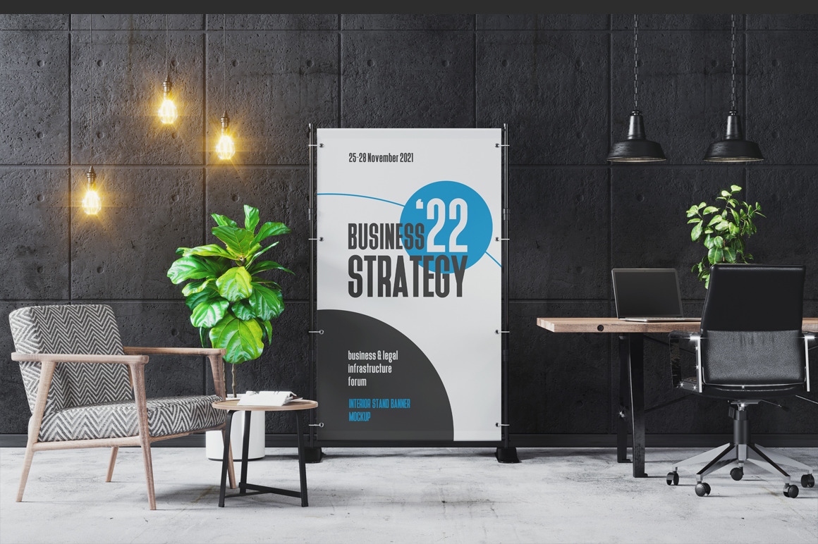 Advertising Interior Stand Banner Mockup Advertising Interior Stand Banner Mockup