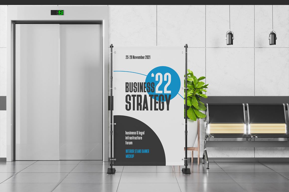 Advertising Interior Stand Banner Mockup Advertising Interior Stand Banner Mockup