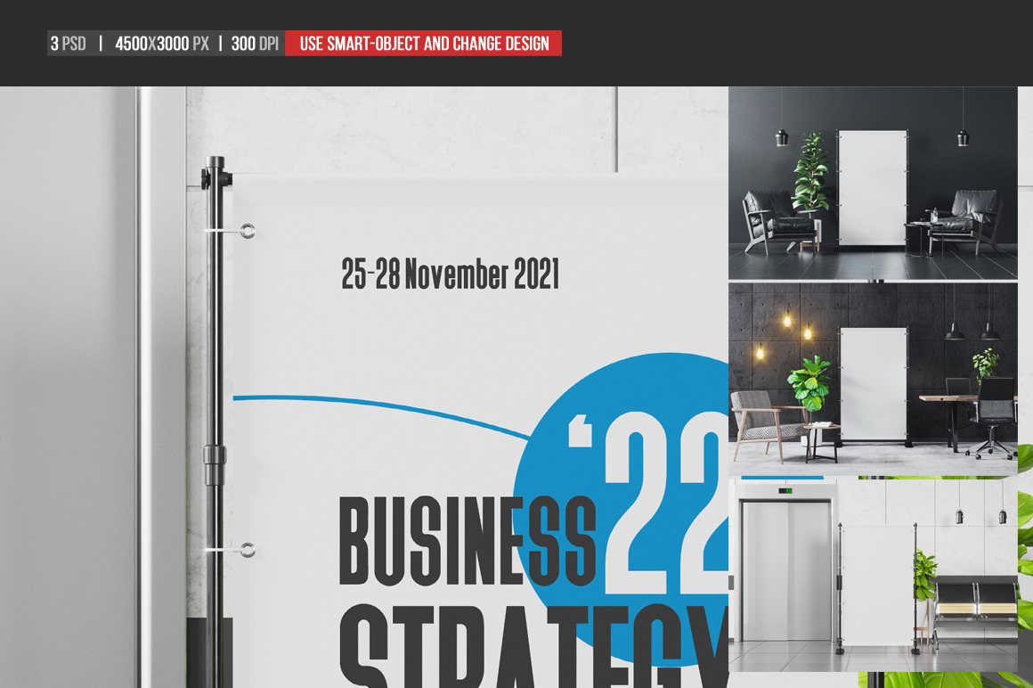 Advertising Interior Stand Banner Mockup Advertising Interior Stand Banner Mockup
