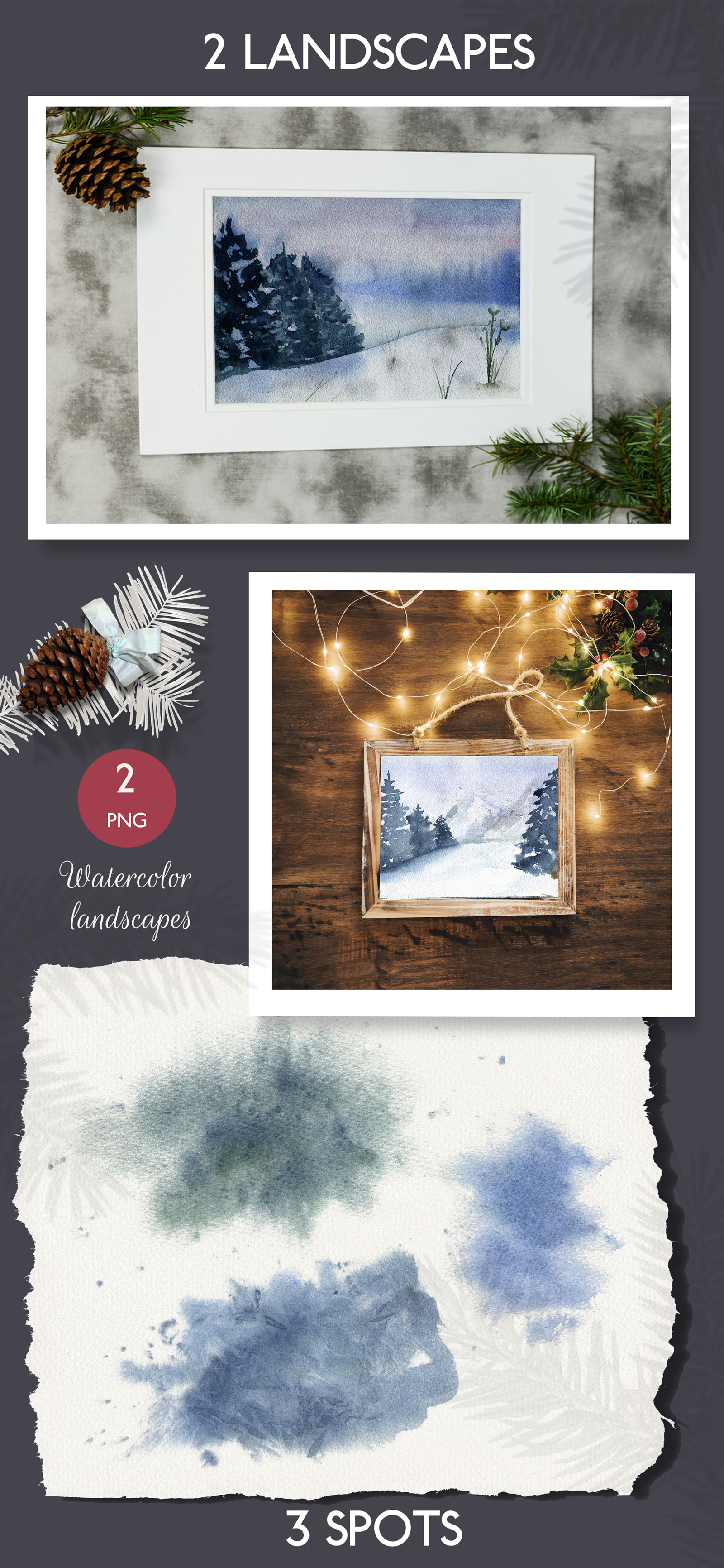 Winter magic. Watercolor collection Winter magic. Watercolor collection