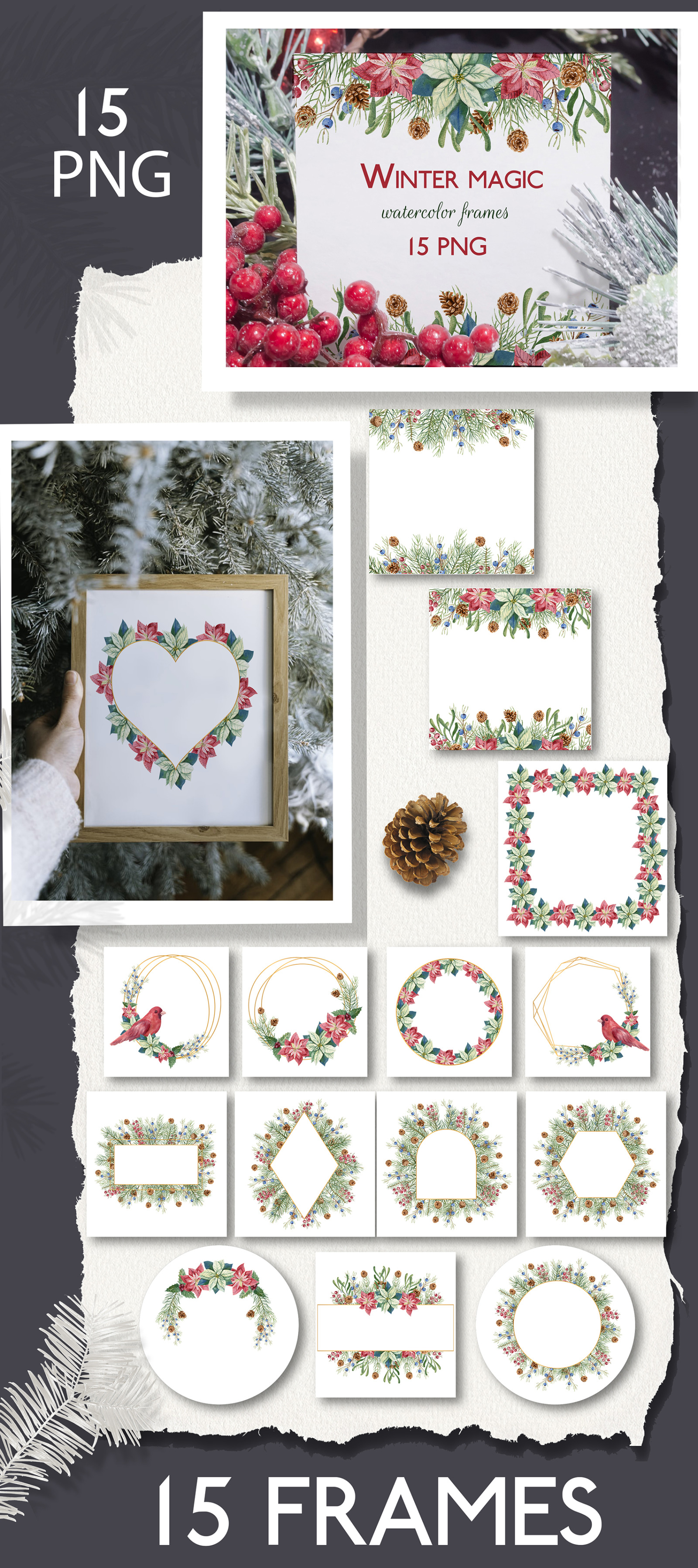 Winter magic. Watercolor collection Winter magic. Watercolor collection