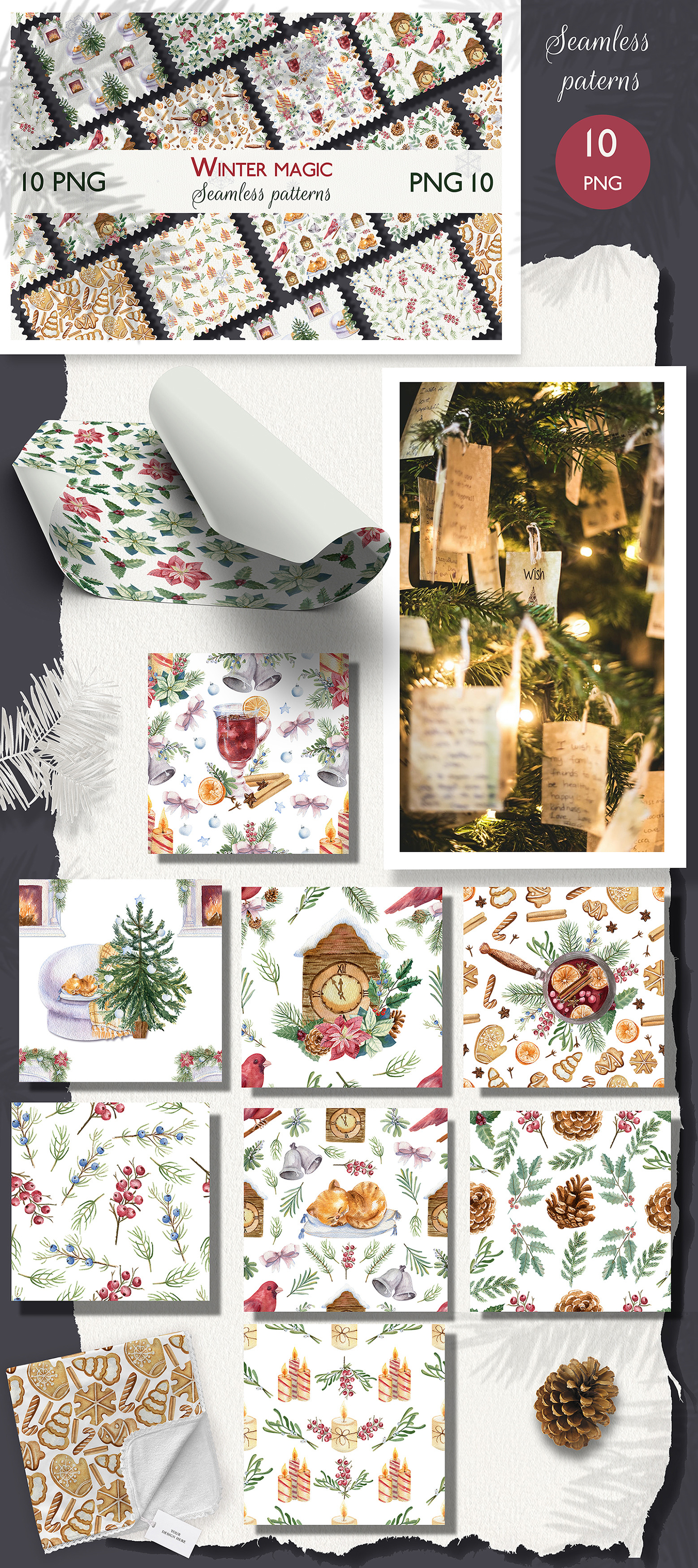 Winter magic. Watercolor collection Winter magic. Watercolor collection