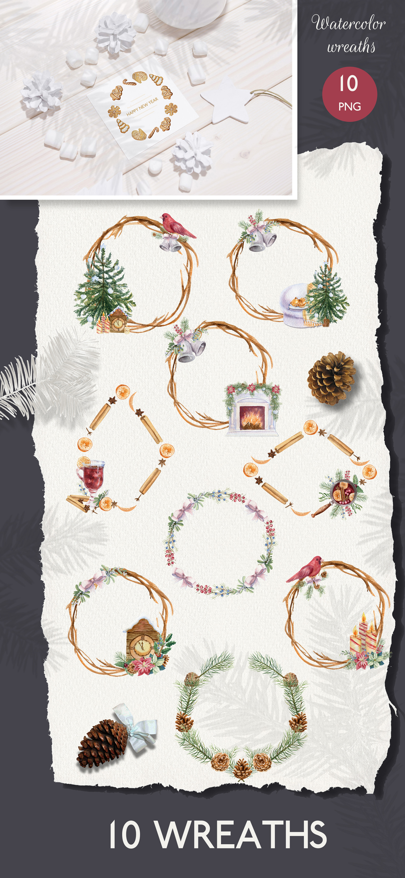 Winter magic. Watercolor collection Winter magic. Watercolor collection