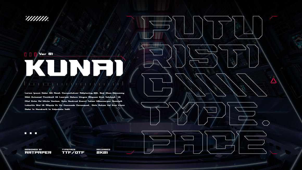 KUNAI Display Font. Futuristic Type