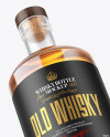 Clear Glass Whiskey Bottle with Wooden Cap Mockup