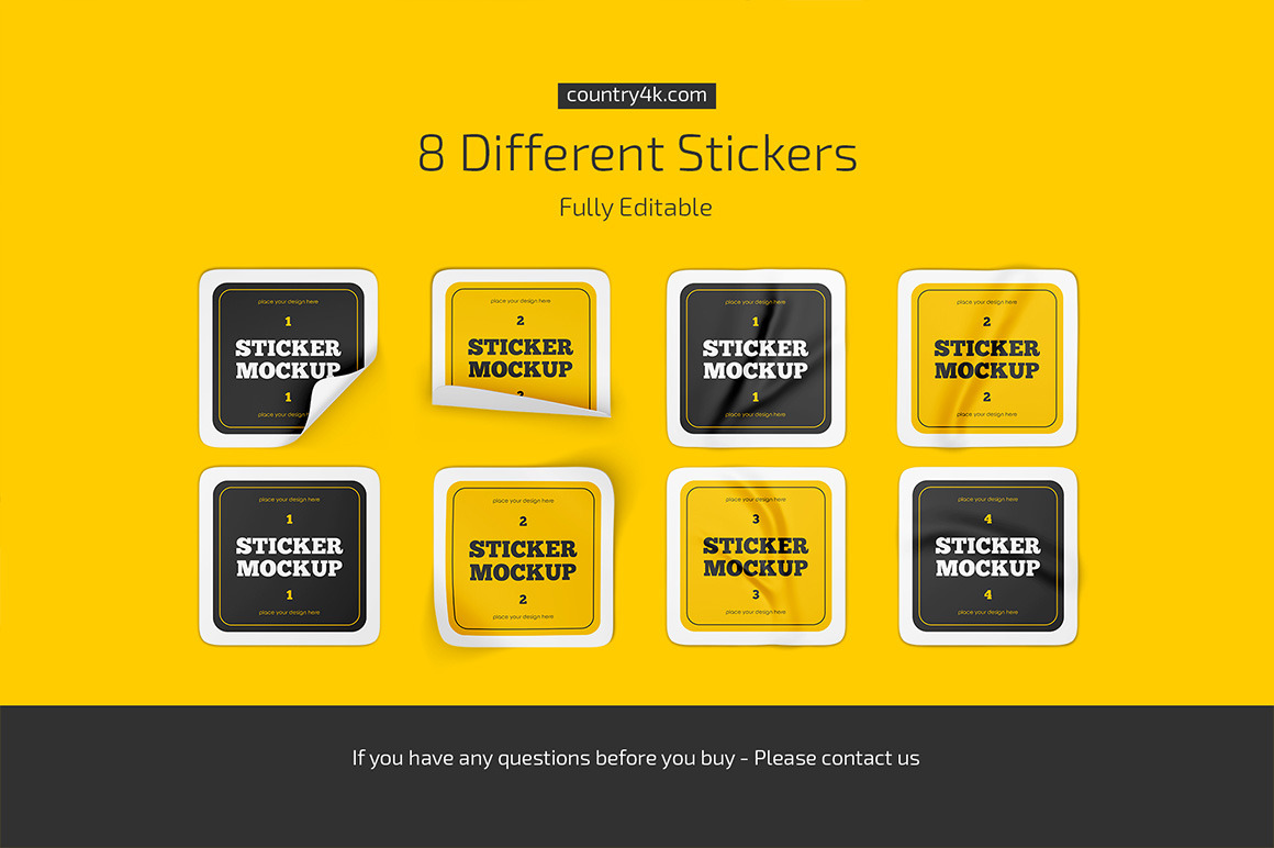 Square Stickers Mockup Set Square Stickers Mockup Set