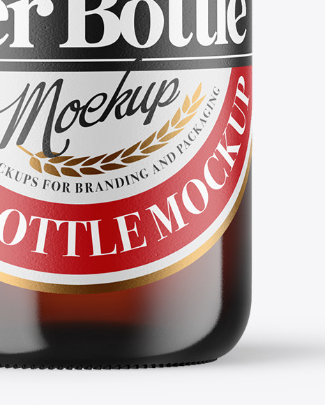 Amber Glass Beer Bottle Mockup