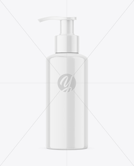 Glossy Plastic Bottle with Pump Mockup Glossy Plastic Bottle with Pump Mockup