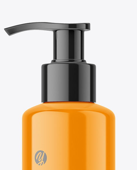 Glossy Plastic Bottle with Pump Mockup Glossy Plastic Bottle with Pump Mockup