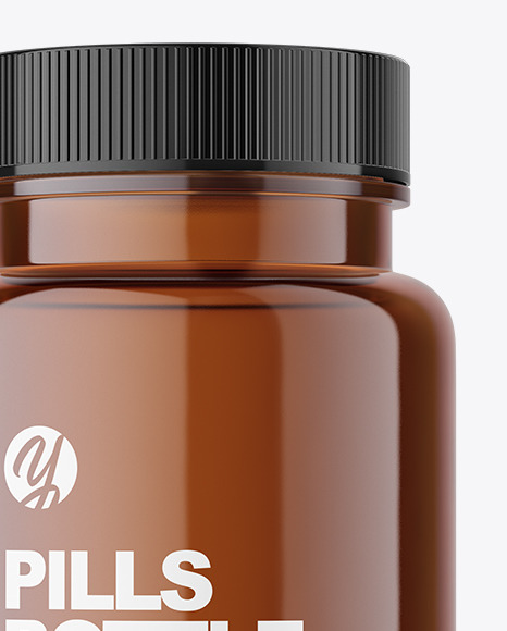 Amber Plastic Pills Bottle Mockup