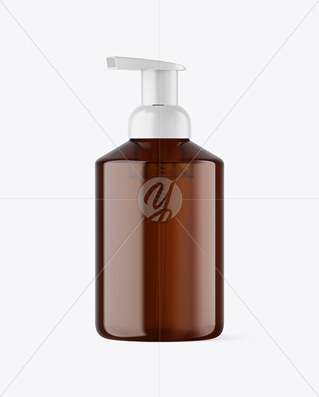 Amber Cosmetic Bottle with Pump Mockup Amber Cosmetic Bottle with Pump Mockup