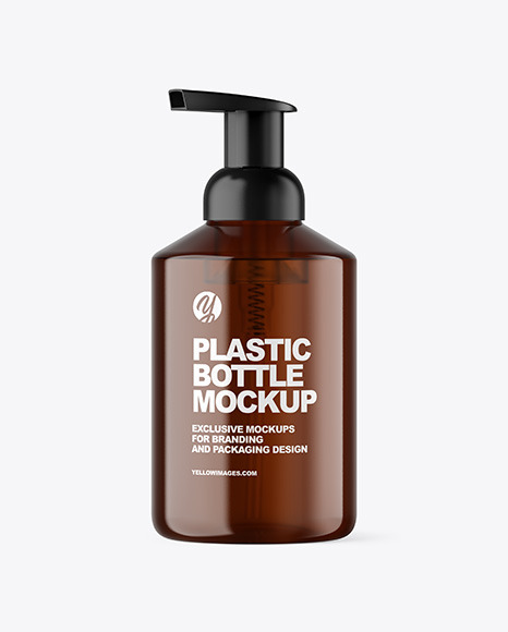 Amber Cosmetic Bottle with Pump Mockup Amber Cosmetic Bottle with Pump Mockup