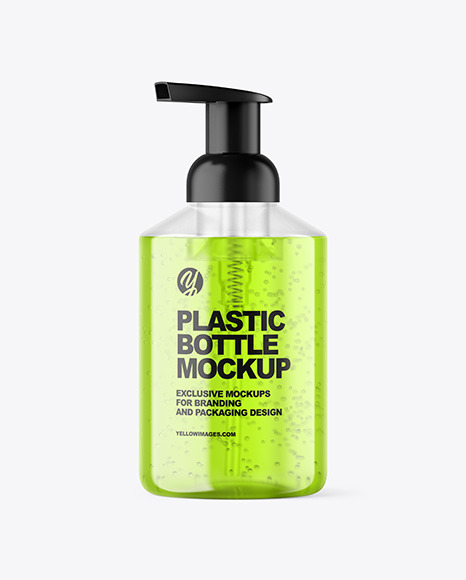 Color Liquid Cosmetic Bottle with Pump Mockup