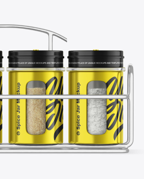 Spices Metallic Jars Set Mockup