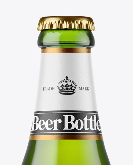 Green Glass Beer Bottle Mockup