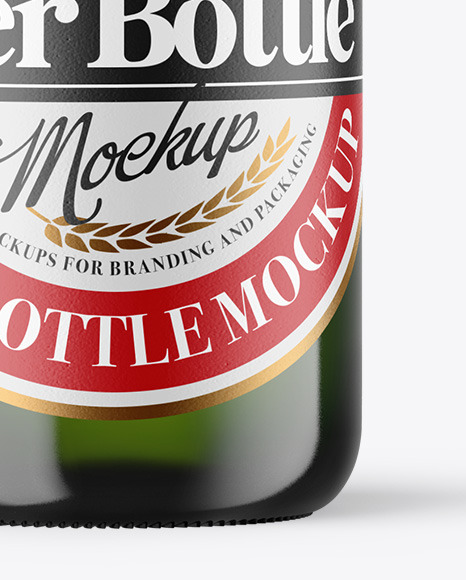 Green Glass Beer Bottle Mockup