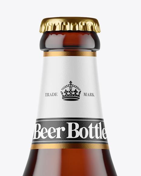 Dark Amber Glass Beer Bottle Mockup