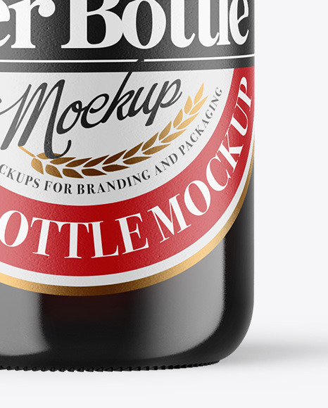 Dark Amber Glass Beer Bottle Mockup