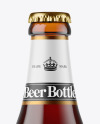 Amber Glass Bottle With Red Ale Mockup