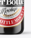 Amber Glass Bottle With Red Ale Mockup