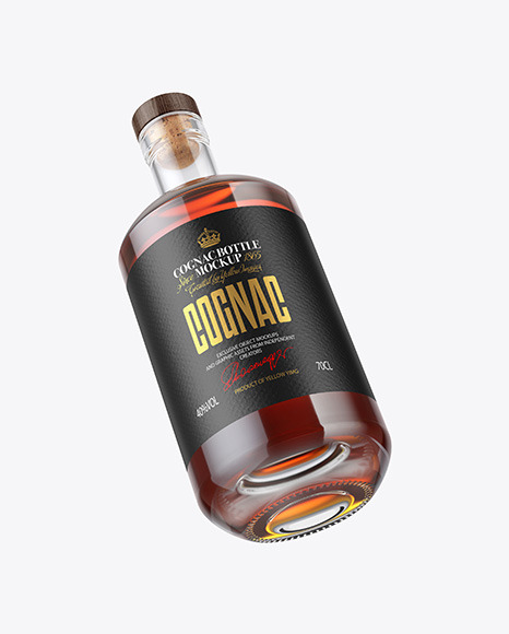 Clear Glass Cognac Bottle Mockup