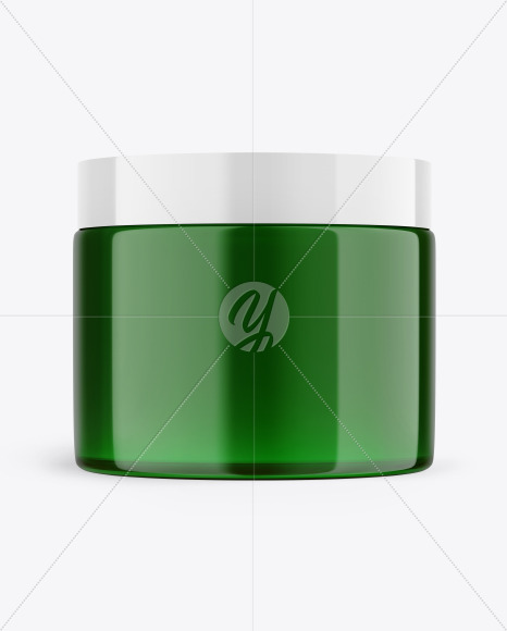 Green Glass Cosmetic Jar Mockup