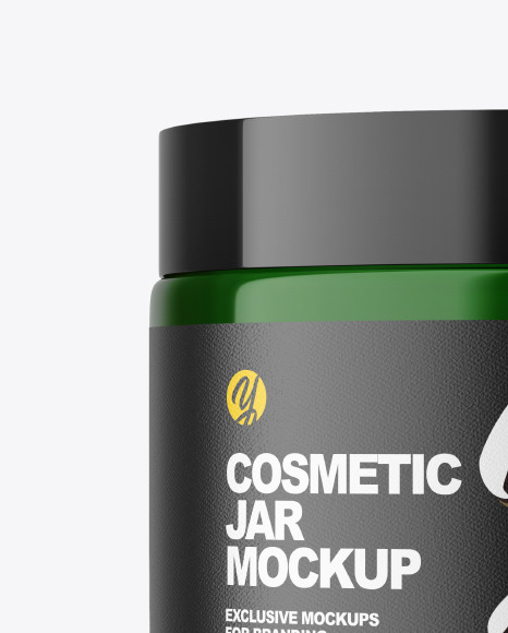 Green Glass Cosmetic Jar Mockup