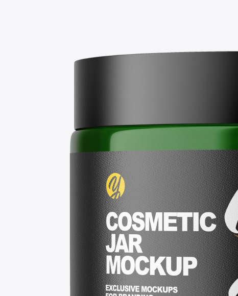 Green Glass Cosmetic Jar Mockup