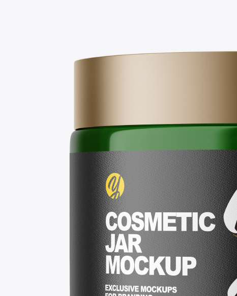 Green Glass Cosmetic Jar Mockup