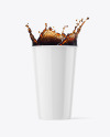 Glossy Plastic Coffee Cup w/ Coffee Splash Mockup