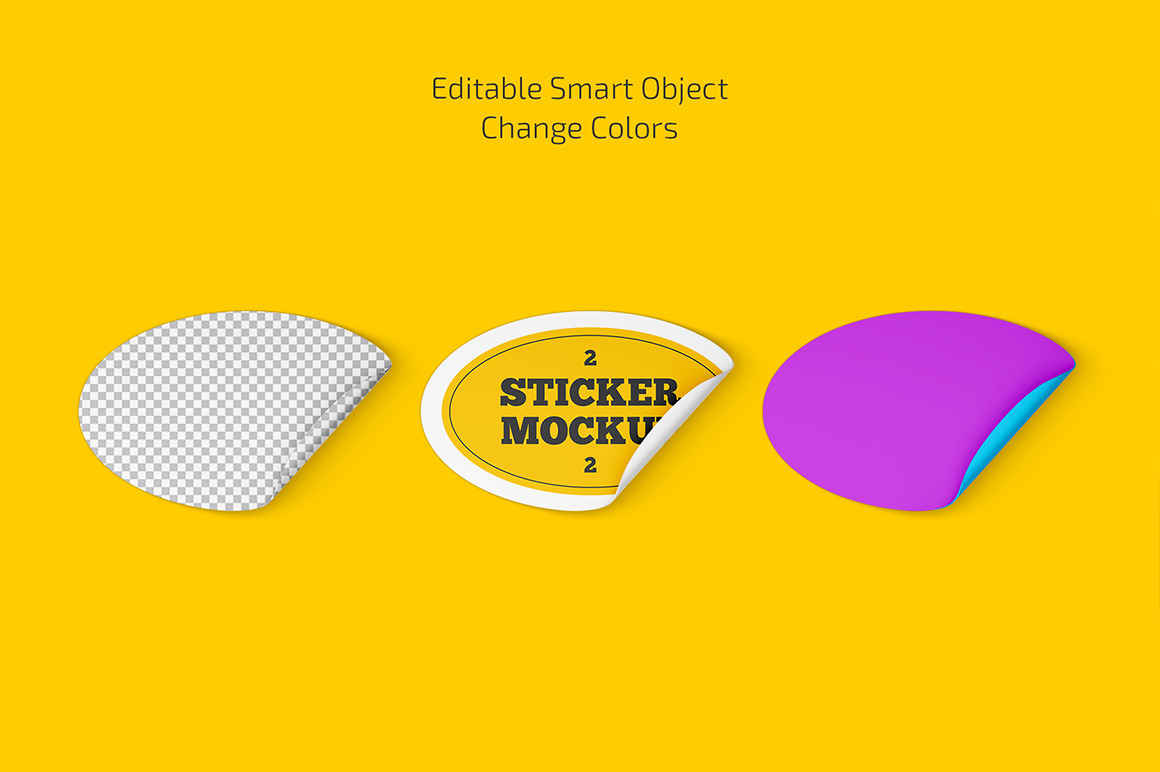 Oval Stickers Mockup Set