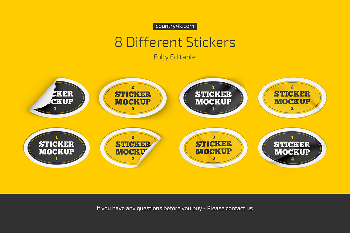 Oval Stickers Mockup Set