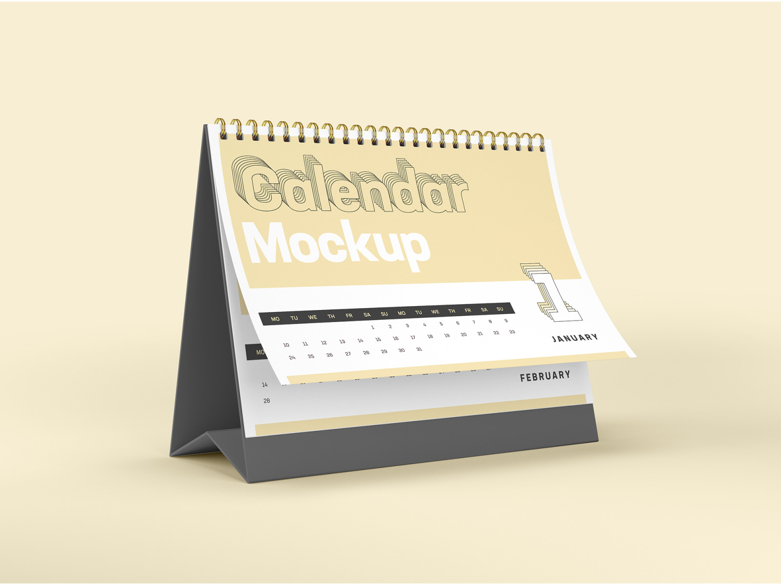 Desk Calendar Mockup Set. 5 in 1